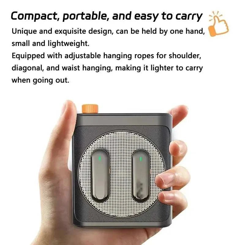 M29 High Quality Mini Wireless Portable Megaphone Speaker with Double Clip-on Lavalier Microphone for Teacher, Tour Guide