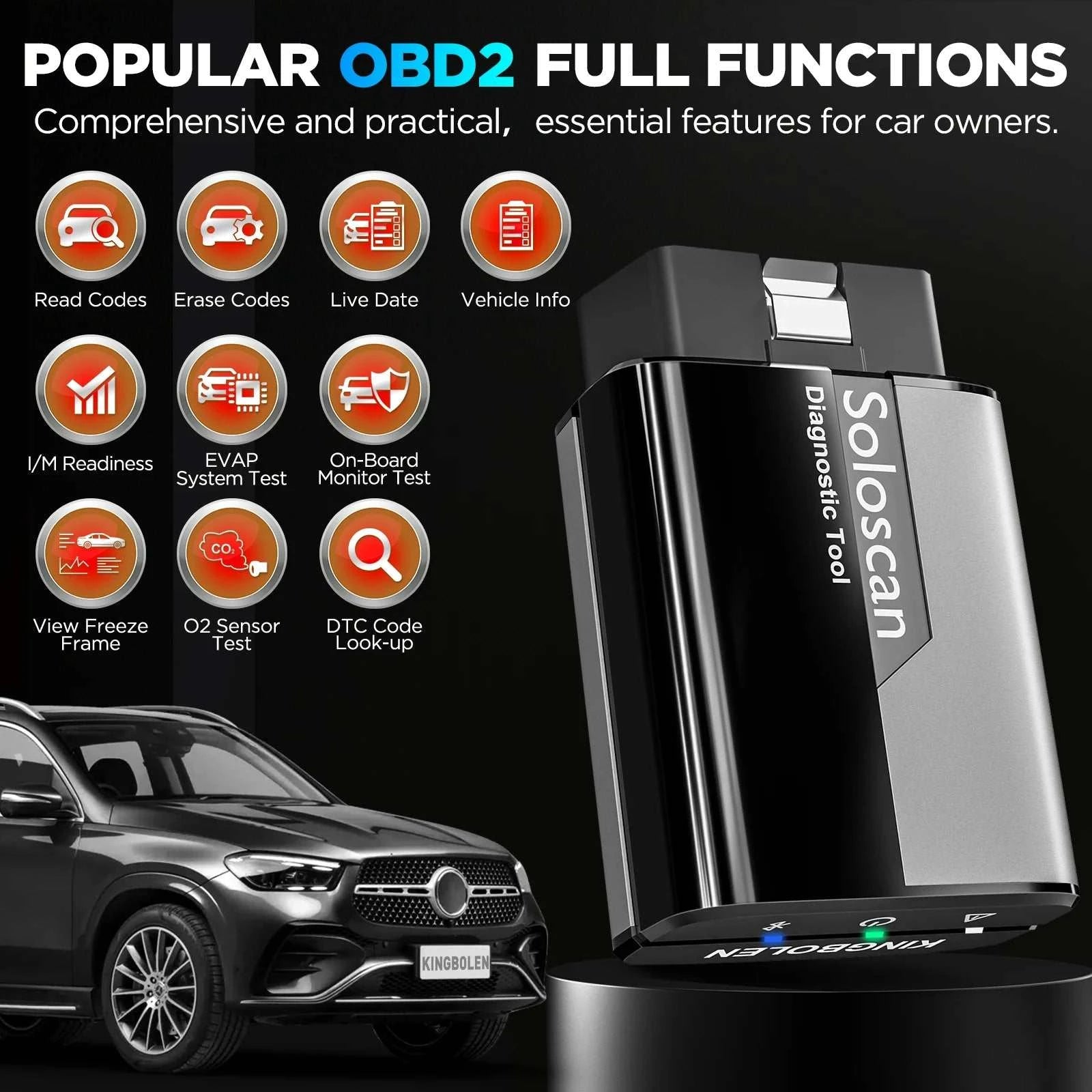 Kingbolen Soloscan OBD2 Audi Diagnostic Scanner with ECU Coding & Lifetime Updates