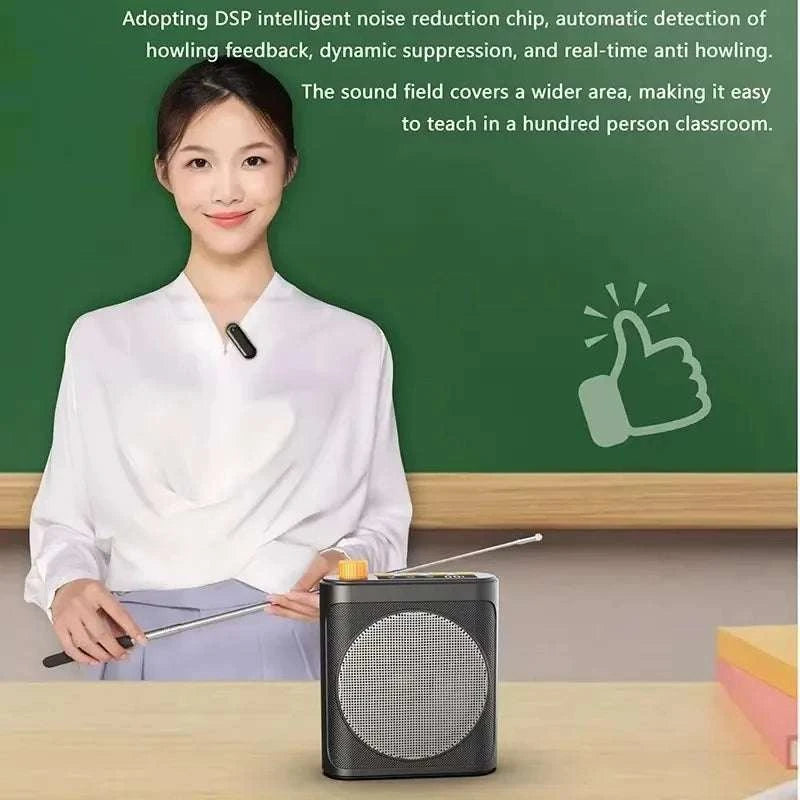 M29 High Quality Mini Wireless Portable Megaphone Speaker with Double Clip-on Lavalier Microphone for Teacher, Tour Guide