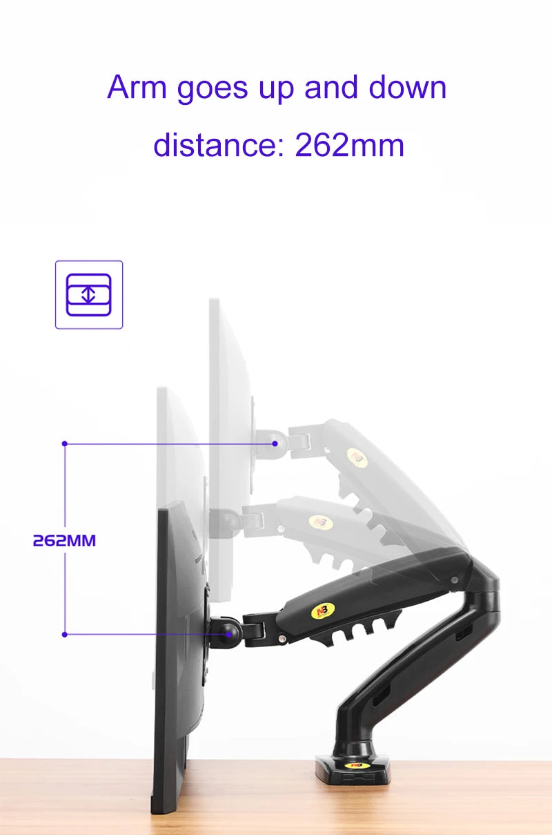 NB F80 Desktop Gas Spring 17-30" LCD LED Monitor Holder Mount Arm Full Motion Display Stand Loading 2-9 Kgs