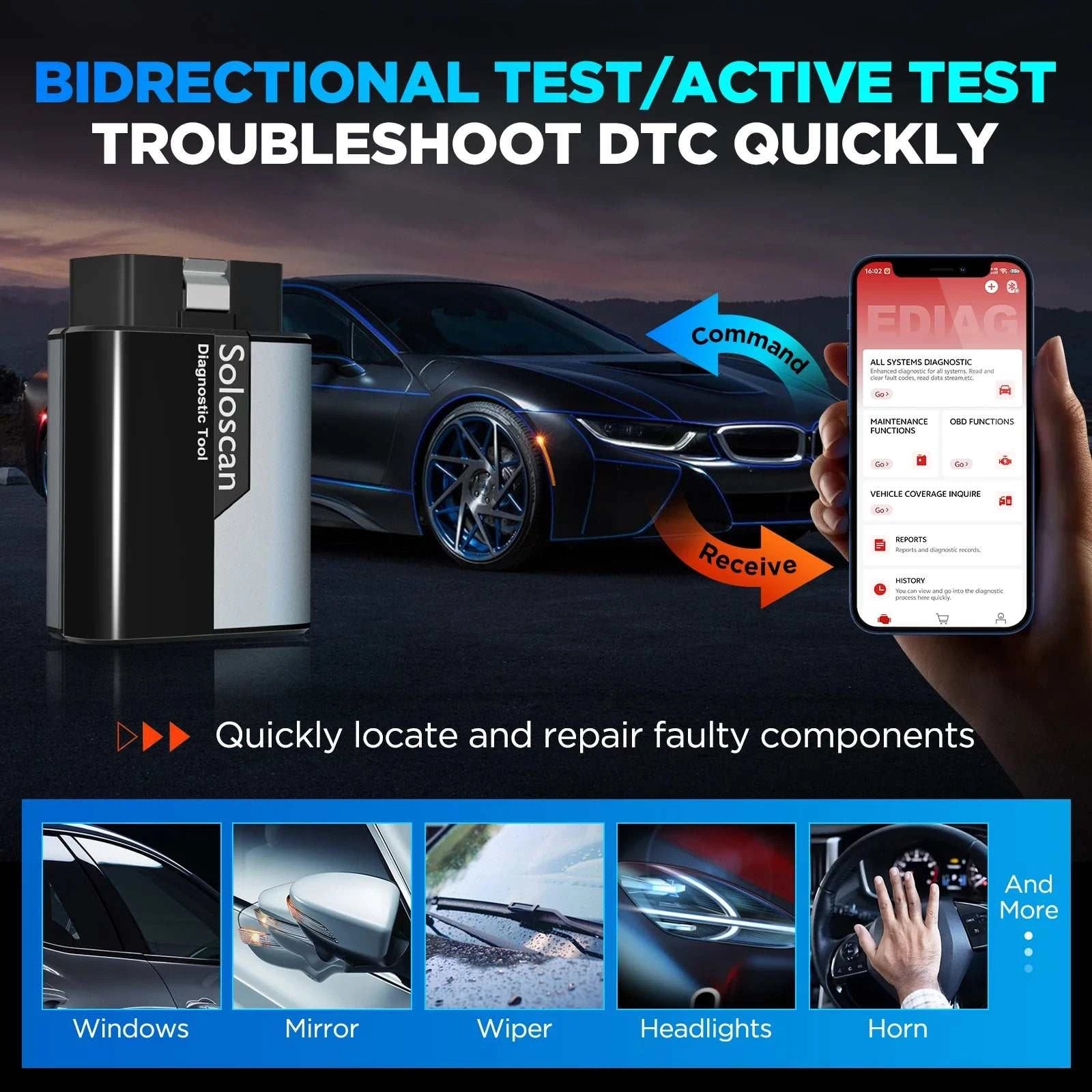 Kingbolen Soloscan OBD2 Audi Diagnostic Scanner with ECU Coding & Lifetime Updates