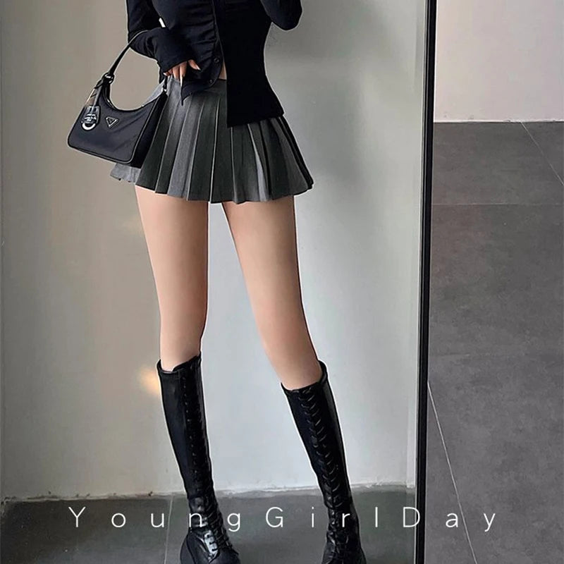 MEXZT Streetwear Sexy Mini Skirt Women Y2K Irregular Pleated Skirts with Shorts Korean White Black Gyaru Tennis Extreme Skirt