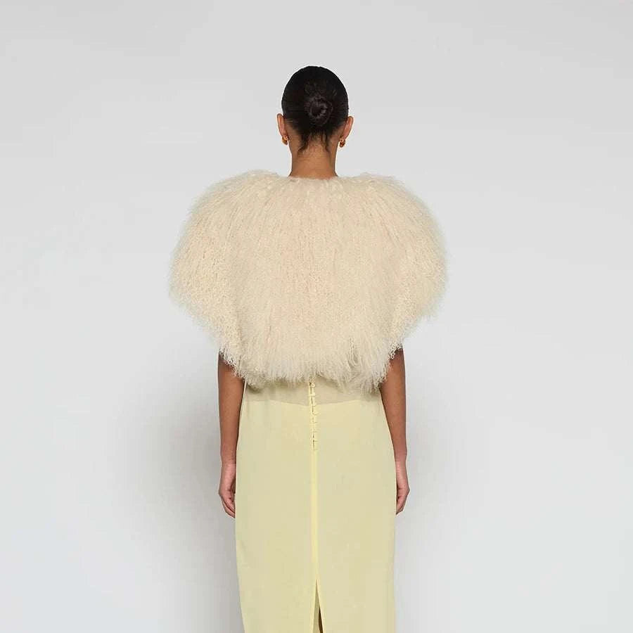 Women's Jacket Cropped Lamb Fur Bolero Jacket Real Mongolian Sheep Fur Coat Luxury Warm New Arrivals