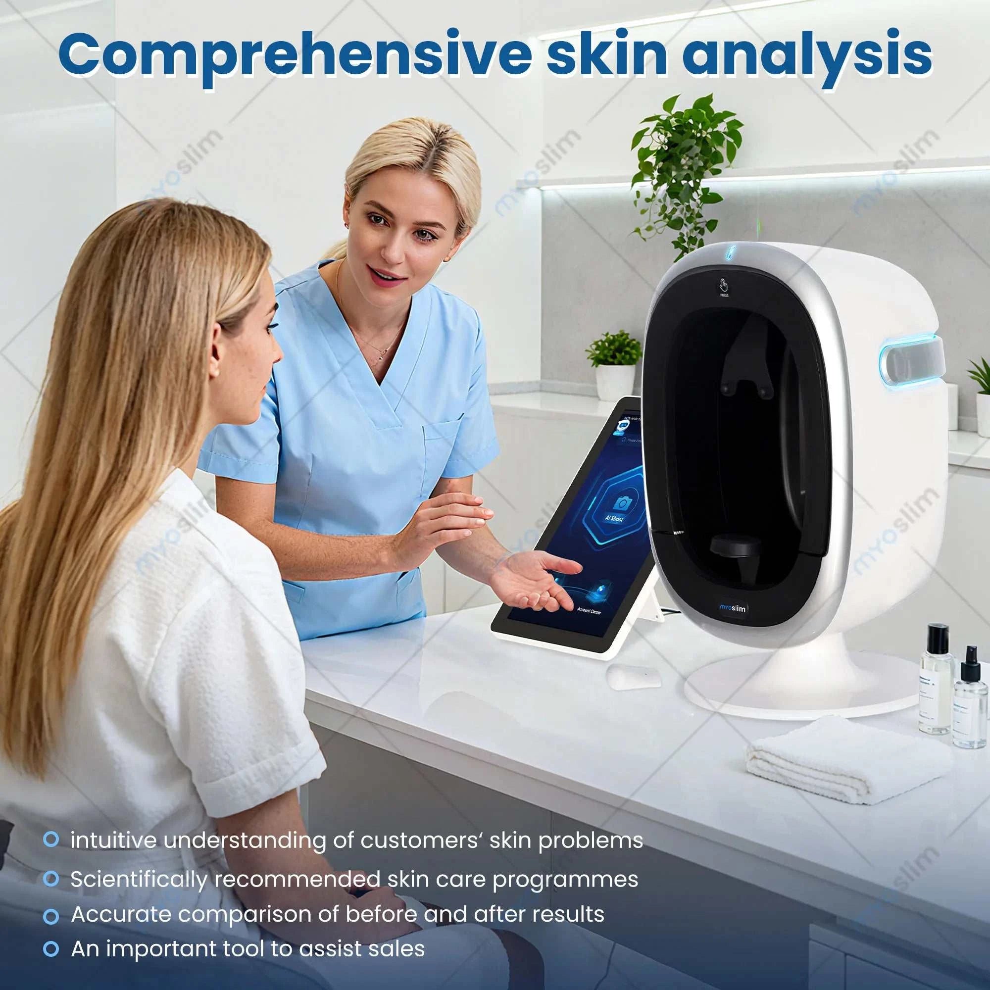 Professional AI Skin Analyzer Machine Facial Tester Scanner Device for Spa Salon Face Skin Diagnostics and Beauty Analysis