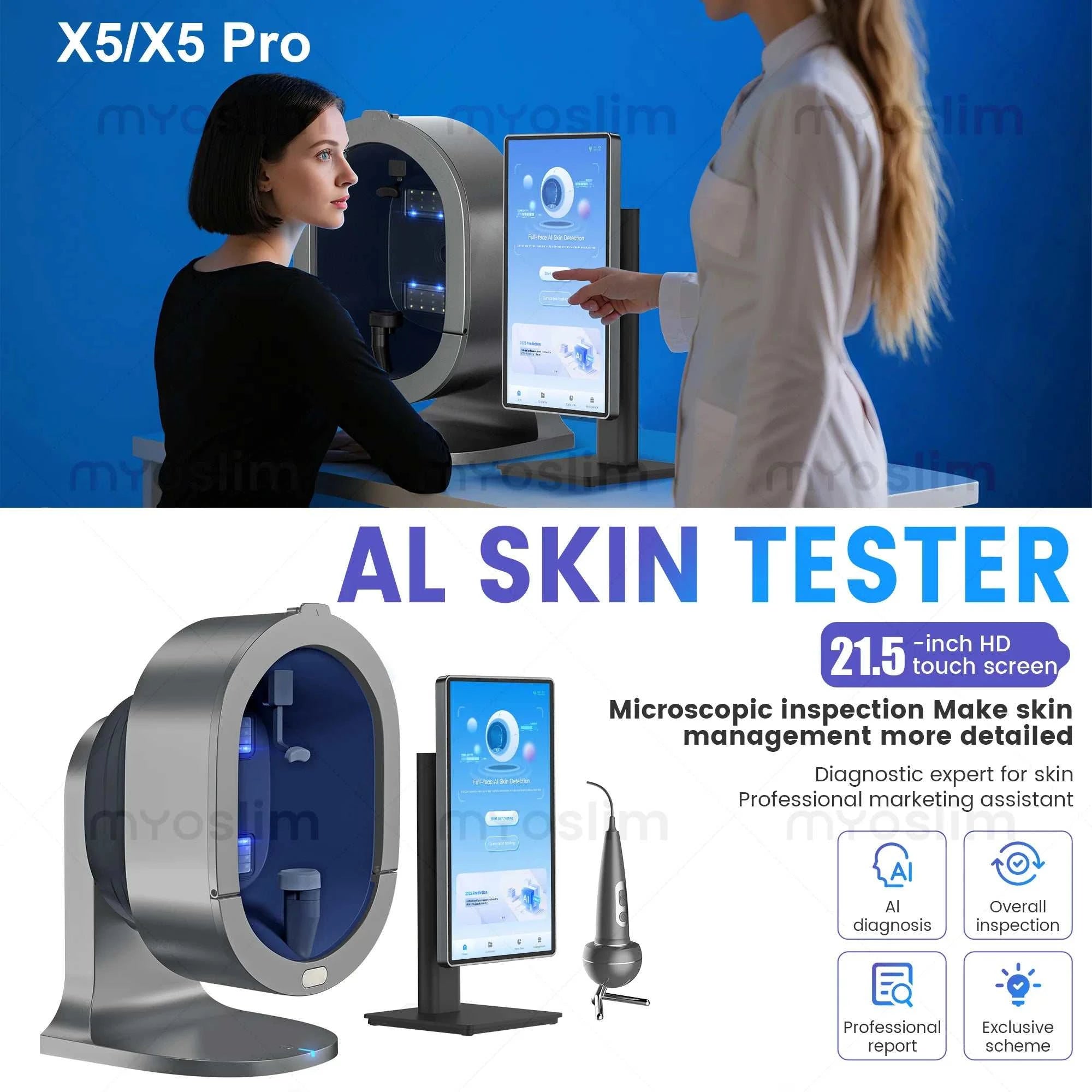 X5 Skin Analyzer Magic Mirror 3D Digital Facial Analyzer AI Intelligent Imaging Instrument Detector Scalp Health Detection