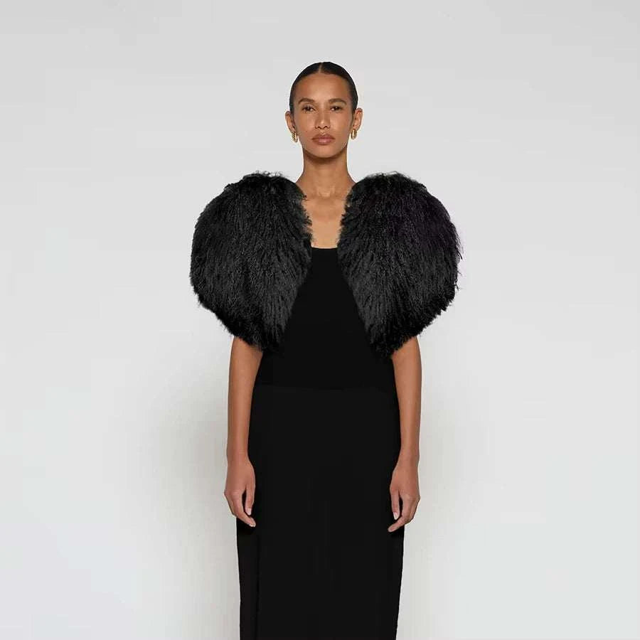 Women's Jacket Cropped Lamb Fur Bolero Jacket Real Mongolian Sheep Fur Coat Luxury Warm New Arrivals