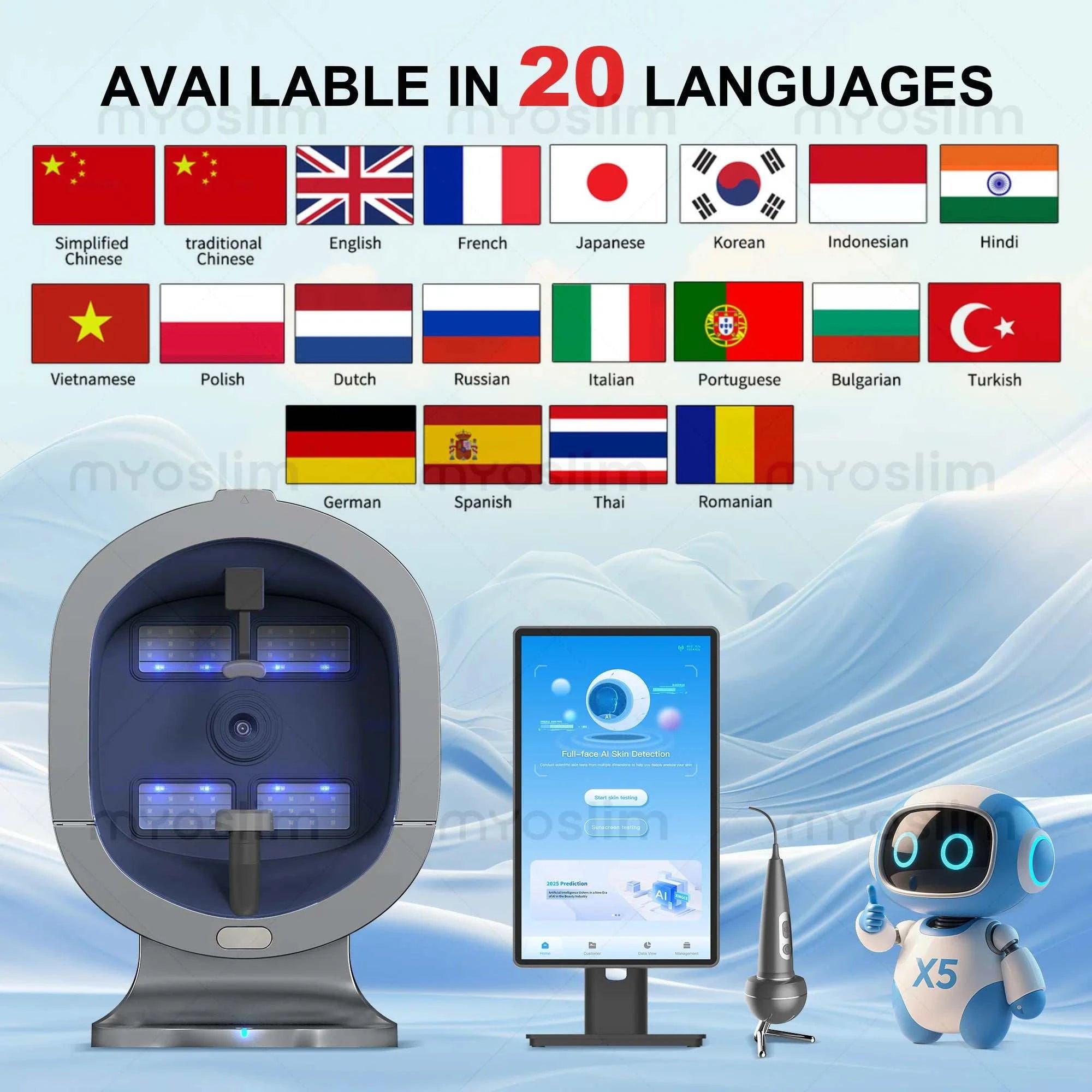 X5 Skin Analyzer Magic Mirror 3D Digital Facial Analyzer AI Intelligent Imaging Instrument Detector Scalp Health Detection