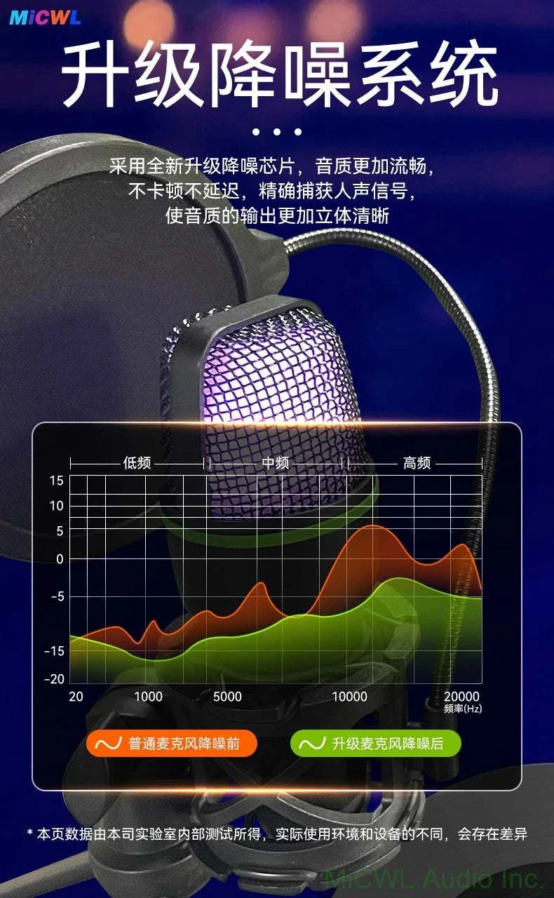 Professional Studio USB Microphone for PC Streaming Gaming YouTube Video Singing Gaming Recording PS4 RGB