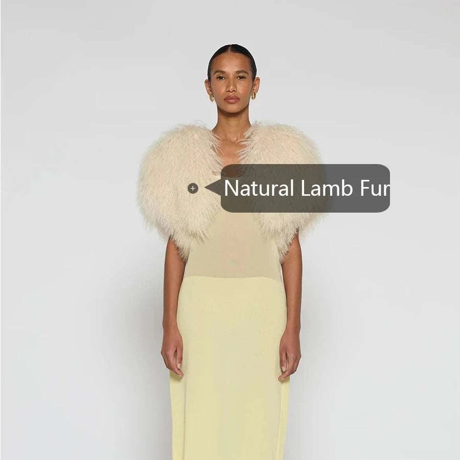 Women's Jacket Cropped Lamb Fur Bolero Jacket Real Mongolian Sheep Fur Coat Luxury Warm New Arrivals