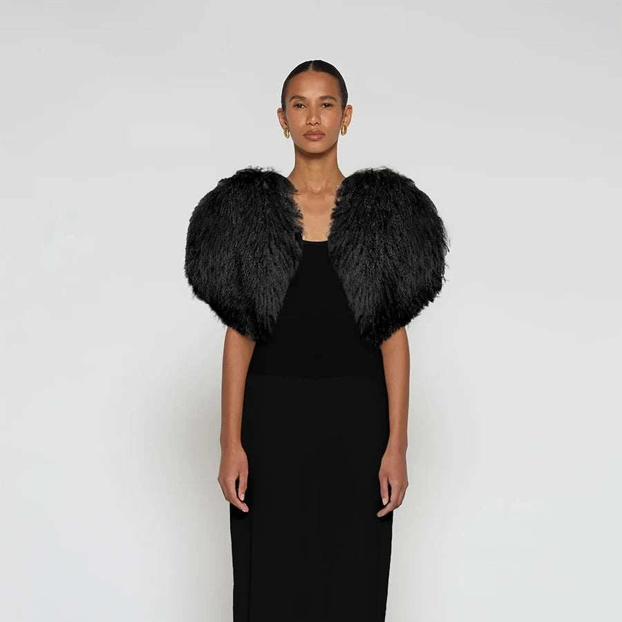 Women's Jacket Cropped Lamb Fur Bolero Jacket Real Mongolian Sheep Fur Coat Luxury Warm New Arrivals