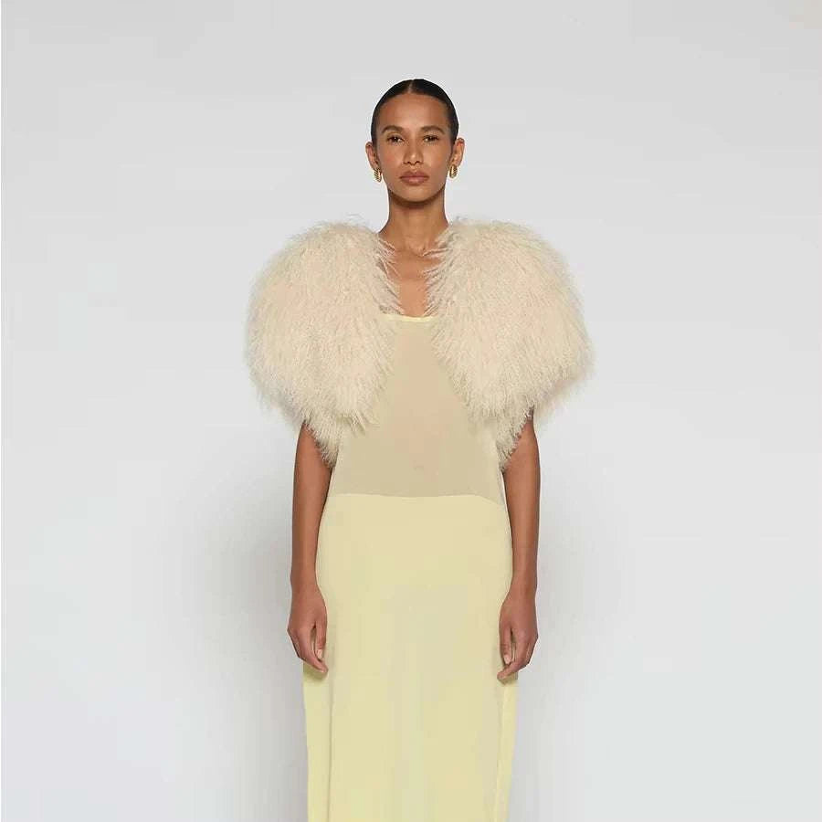 Women's Jacket Cropped Lamb Fur Bolero Jacket Real Mongolian Sheep Fur Coat Luxury Warm New Arrivals