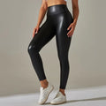 High-Waist Faux Leather Pants Yoga Casual Trousers High Elasticity Four-Season Wearable Long Pants Base Layer Pants