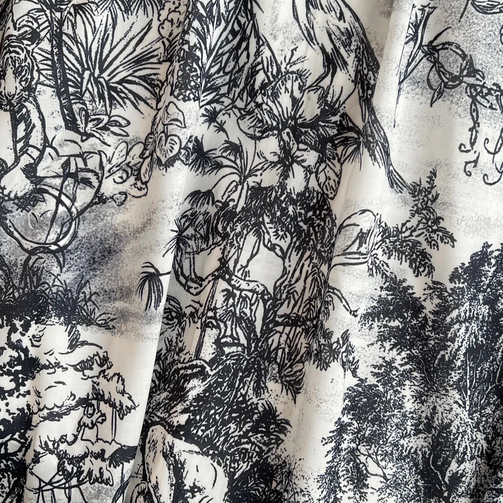 Women Fashion Elegant Print High Waist A-line Pleat Party Dress Summer Lapel Short Sleeved Vintage Vacation Dress Vestidos