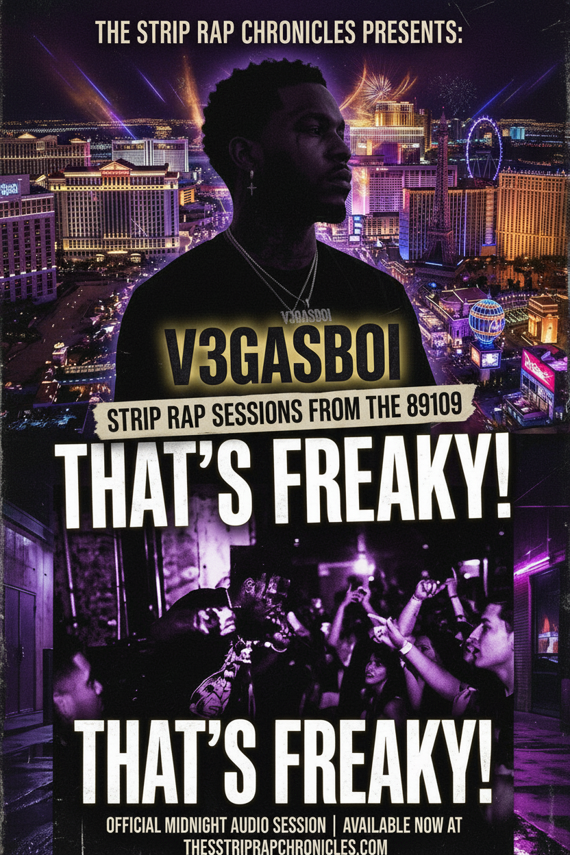 V3gasboi's "That's Freaky" audio session cover featuring a city skyline and a crowd at night.
