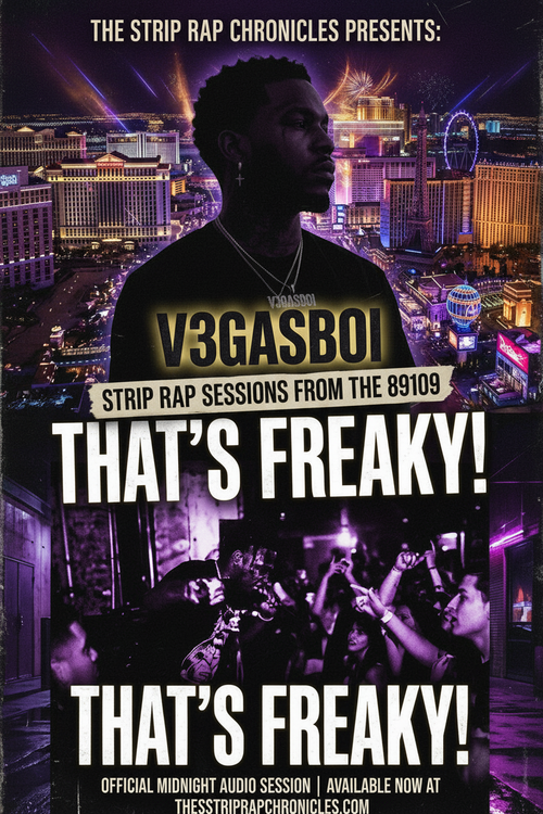 V3gasboi's "That's Freaky" audio session cover featuring a city skyline and a crowd at night.