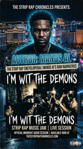 V3gasboi's I'm with the Demons album cover featuring a city skyline and text details about the audio session.