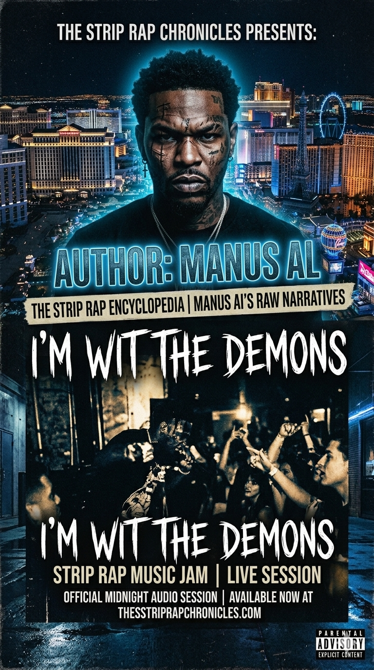 V3gasboi's I'm with the Demons album cover featuring a city skyline and text details about the audio session.