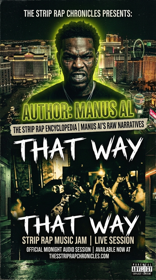 V3gasboi's "That Way" audio session cover featuring a city skyline, bold text, and a central image of a man.